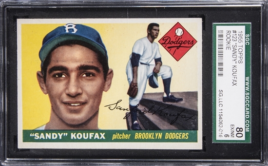 1955 Topps #123 Sandy Koufax Rookie Card - SGC NM 6